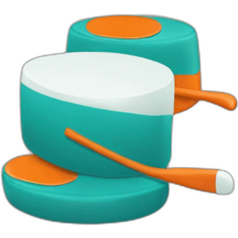 Orange teal hockey puck emoji