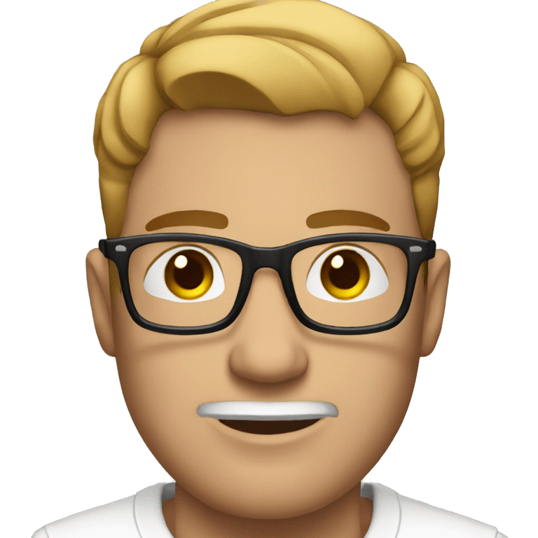 Guy with glasses and a white shirt with tattoos on his face  emoji