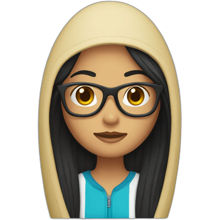 woman with glasses and long black hair and surfboard emoji