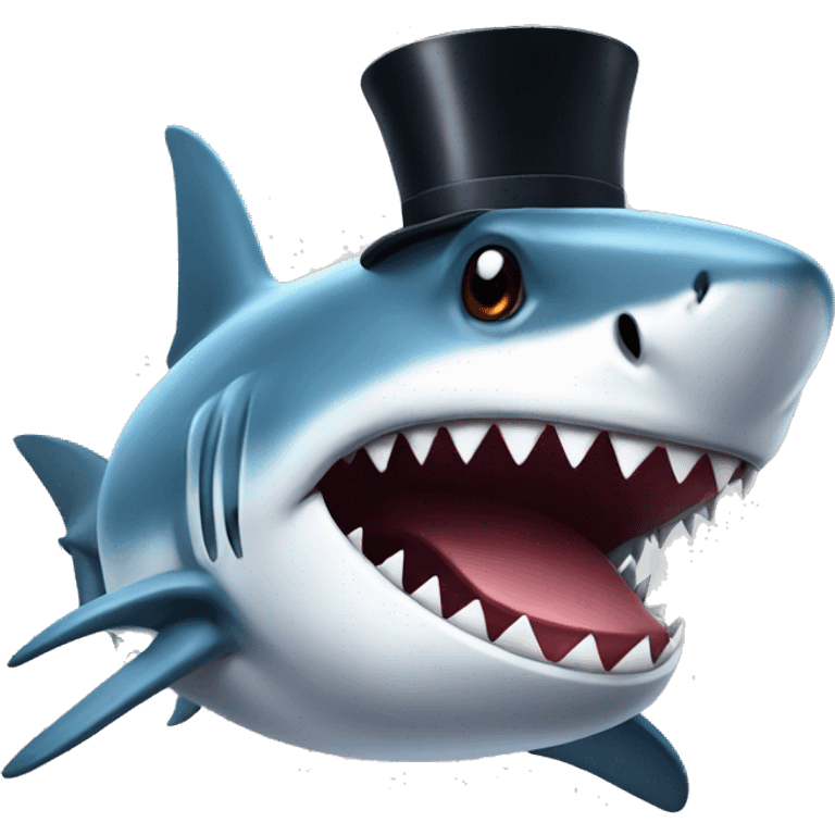 Shark with a top hat emoji