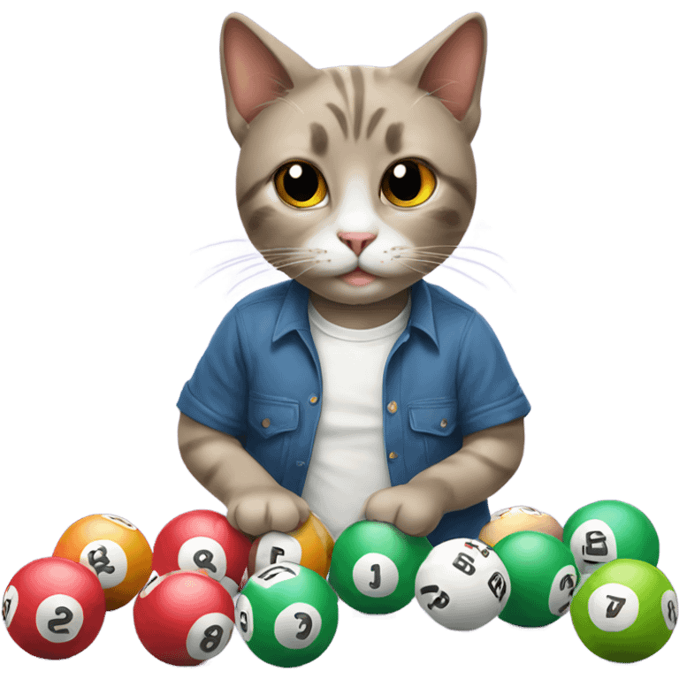 Cat playing bingo in a tshirt  emoji