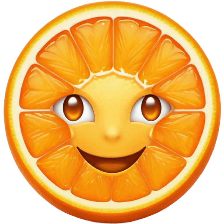 Cinematic Realistic Orange Emoji, Juicy and vibrant, with a bright, glossy skin that gleams in the light, revealing a slight texture from the natural pith. The orange segments peek through as the fruit radiates refreshing energy. Soft glowing outline, capturing the essence of a sweet, zesty burst of flavor in a perfect orange! emoji