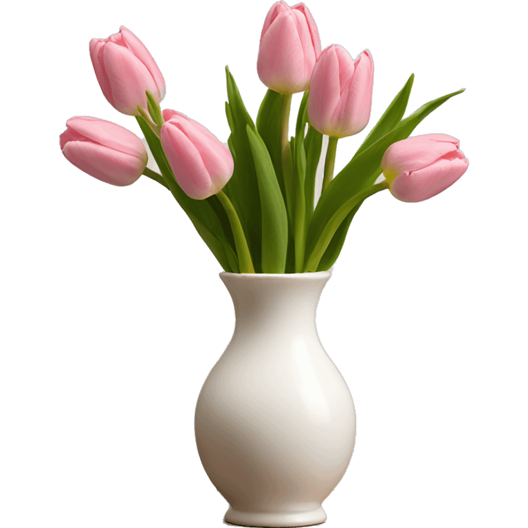 Light pink tulips in white vase emoji