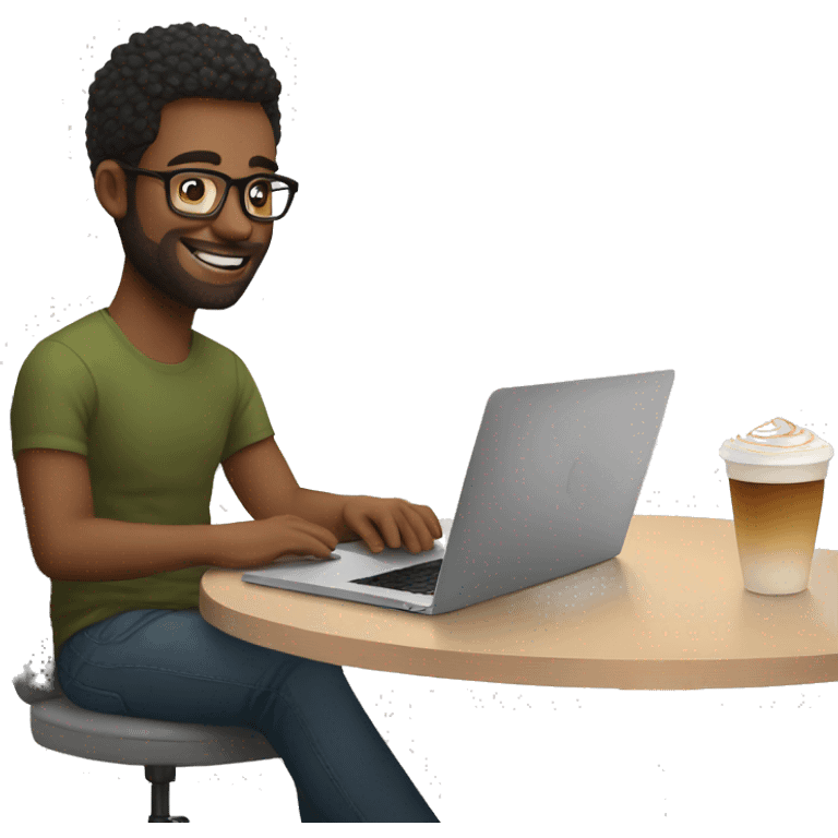 Ux designer with latte and MacBook  emoji