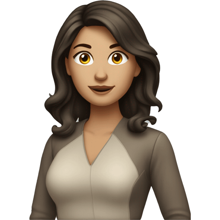 Pretty brunette woman on macbook emoji