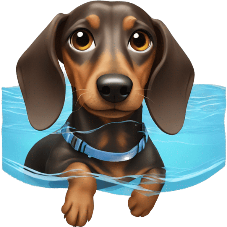 dachshund swimming in the pool  emoji