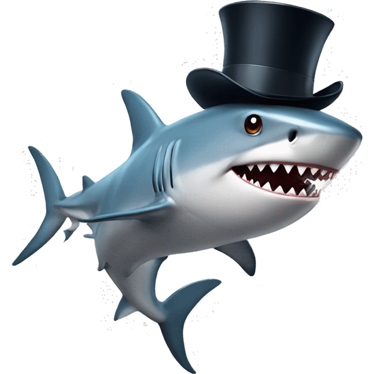 Shark with a top hat emoji