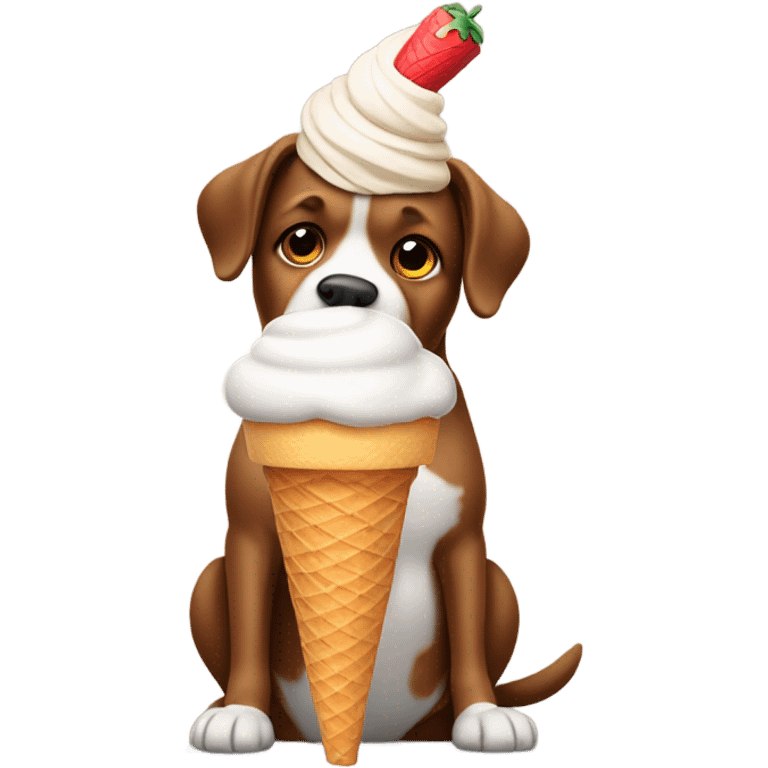 Dog with a icecream cone on its head emoji