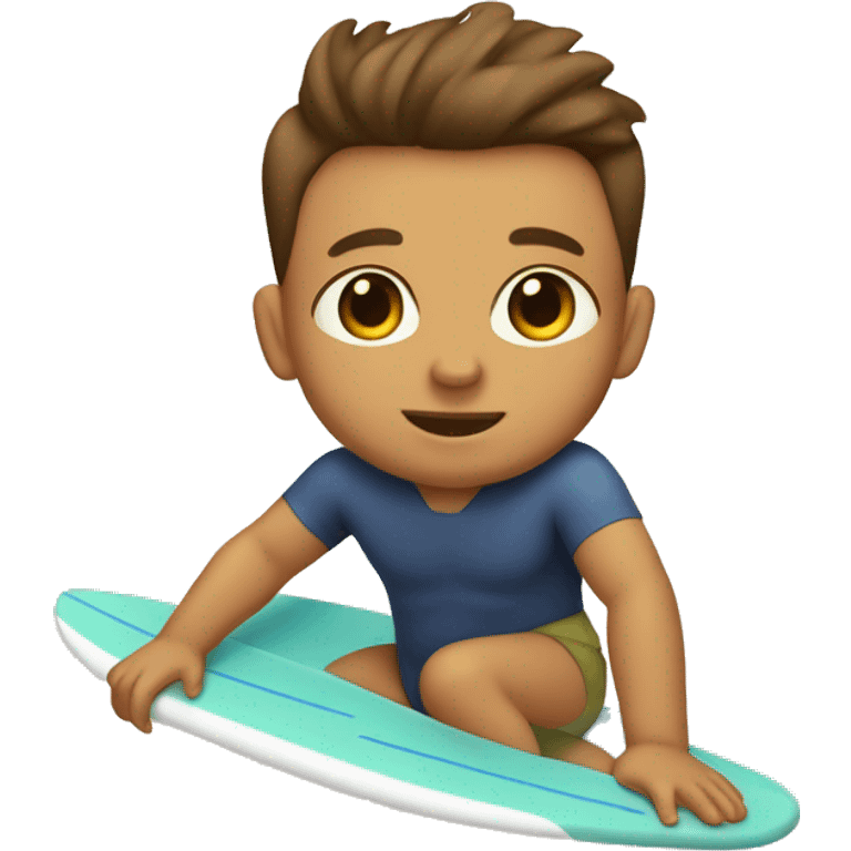 tan baby with brown hair and dad on a surfboard emoji