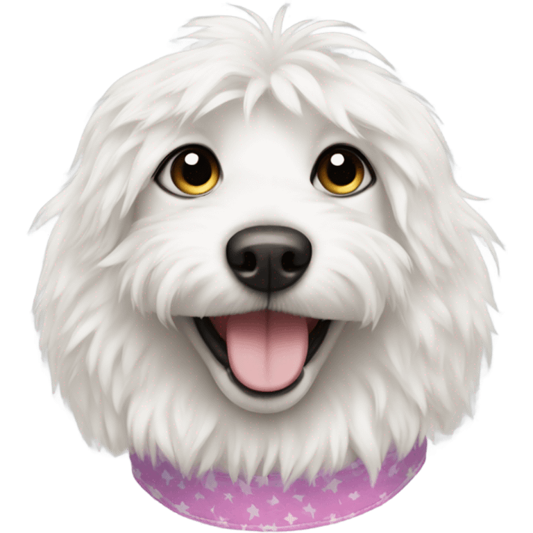 Fluffy white dog in a bikini  emoji