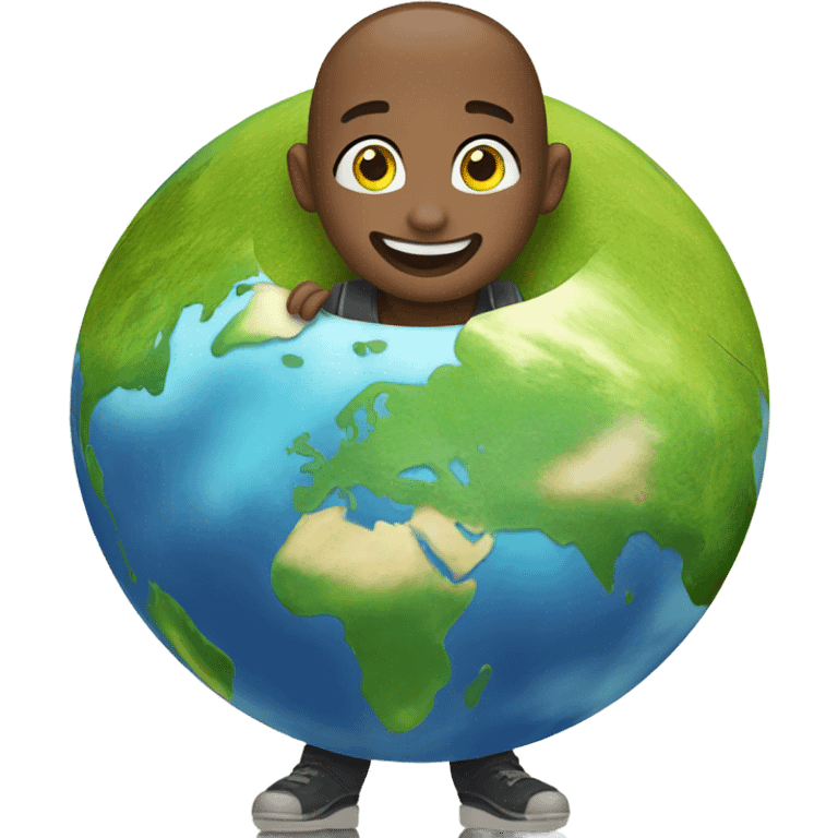 Someone looking down on earth happily emoji