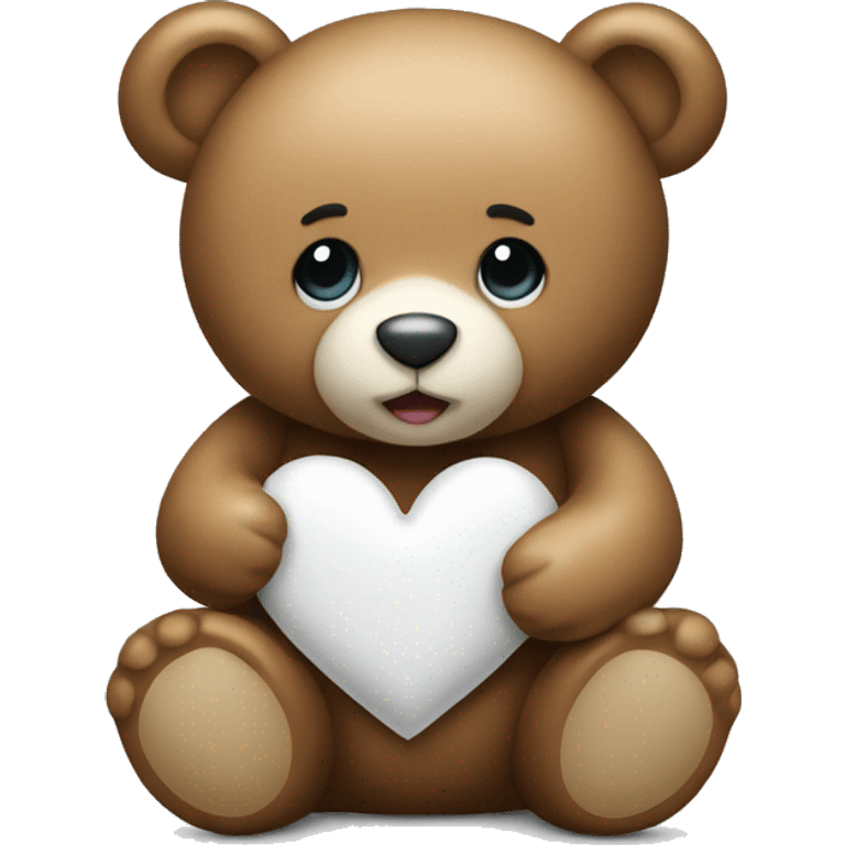 Teddy bear with a white heart emoji