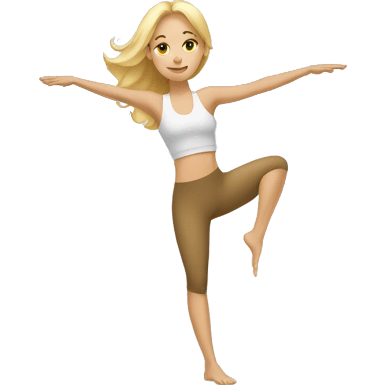 A blonde girl doing Pilates in the morning  emoji