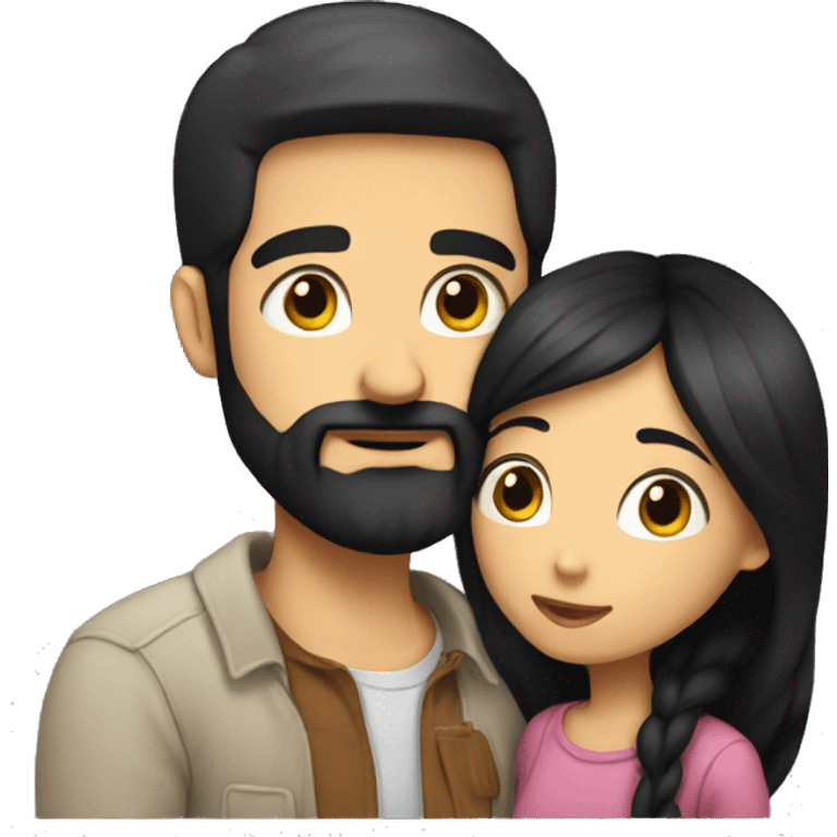 guy with beard kissing a girl with black hair  emoji