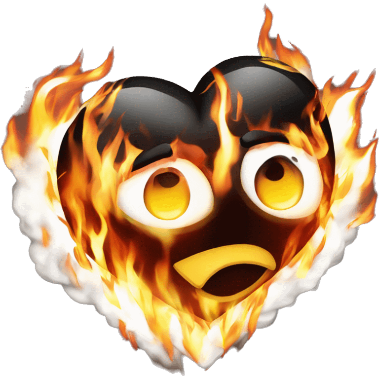 cuore nero in fiamme emoji