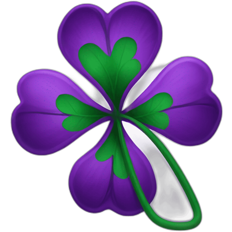 An entirely PURPLE four-leaf clover emoji