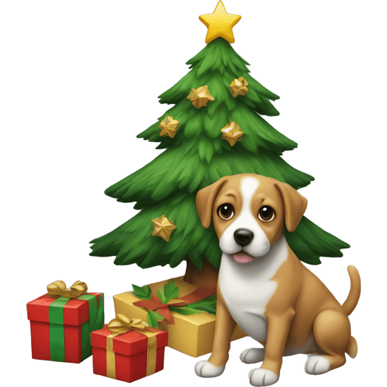 Christmas tree with a dog in it emoji