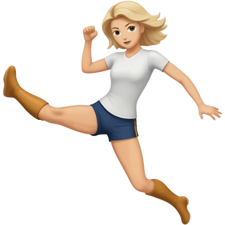 White women kick with her leg emoji