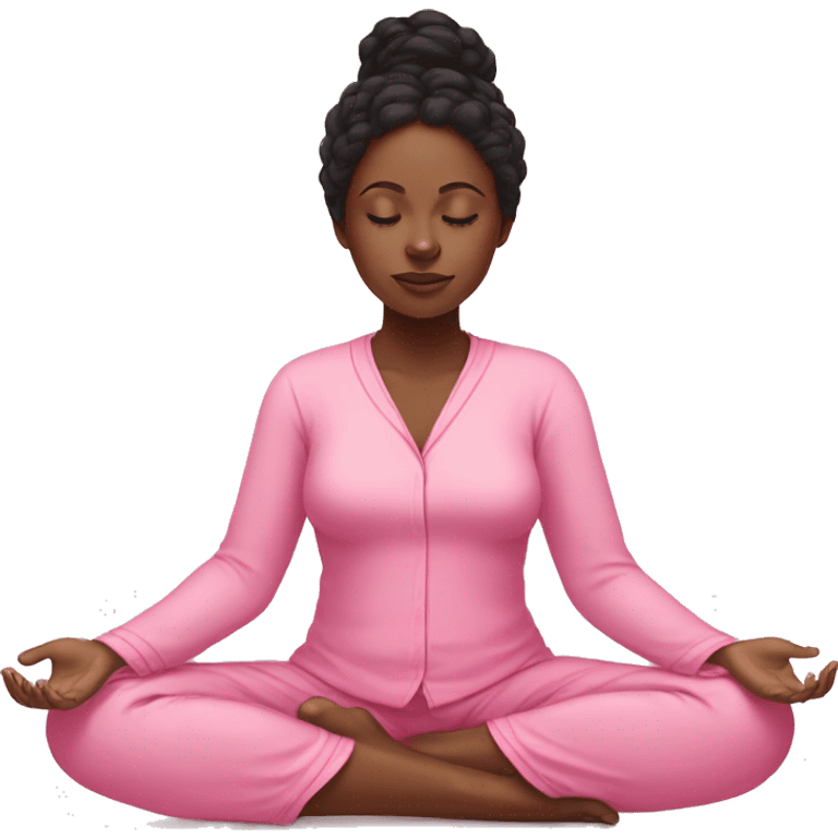 black girl meditation while wearing pink pajamas emoji