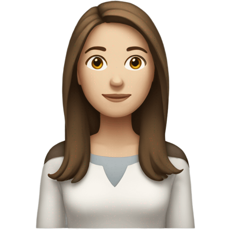 white woman shoulder length brown hair emoji