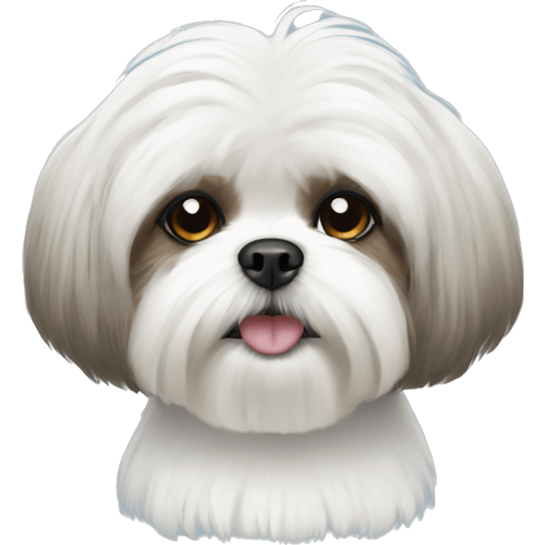 White Shih tzu dog with Afro  emoji