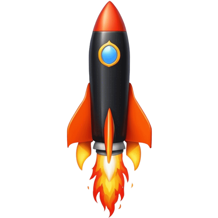 fine black rocket with fire color france emoji