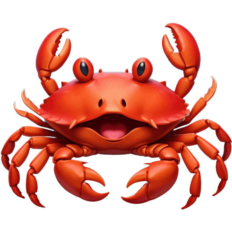 Cinematic Cute Yawning Red Crab Portrait Emoji, Head tilted slightly with a dramatic, wide-open yawn, showcasing a vivid, scarlet exoskeleton with softly drooping antennae and eyes half-closed in drowsy contentment, Simplified yet irresistibly adorable features, highly detailed, glowing with a soft, cozy oceanic glow, high shine, relaxed yet expressive, stylized with a dash of whimsical seaside charm, soft glowing outline, capturing the essence of a drowsy yet affectionate red crab that appears ready to scuttle out for a nap! emoji