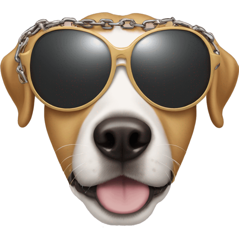 Dog with chain and sun glasses emoji