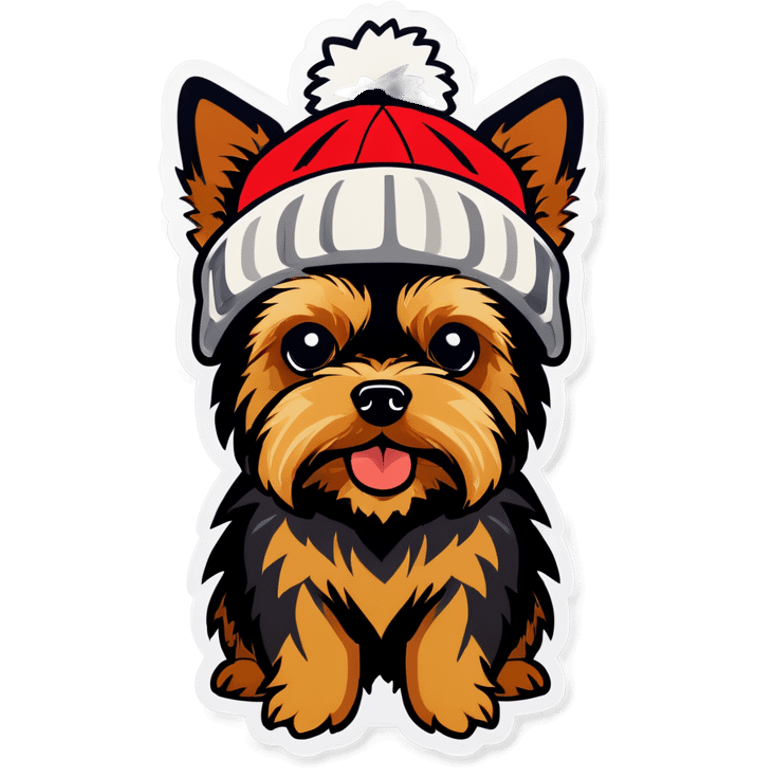 Yorkshire terrier wearing beanie hat emoji