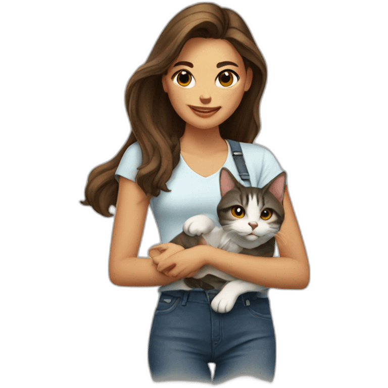 Dos chicas con un gato emoji