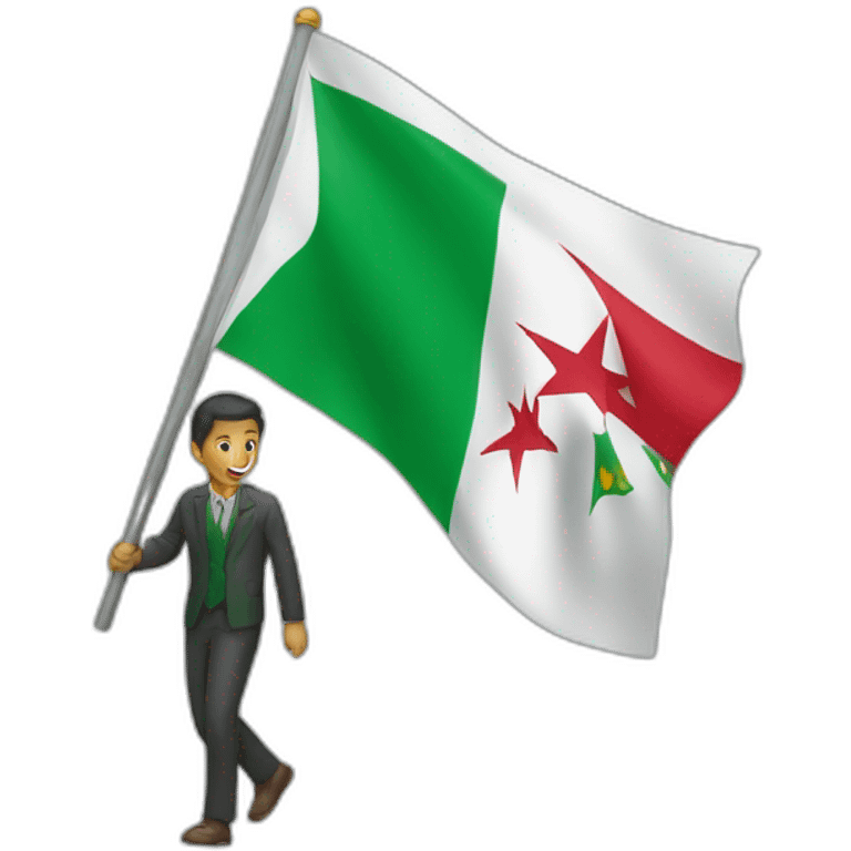 A man carrying the Algerian flag emoji