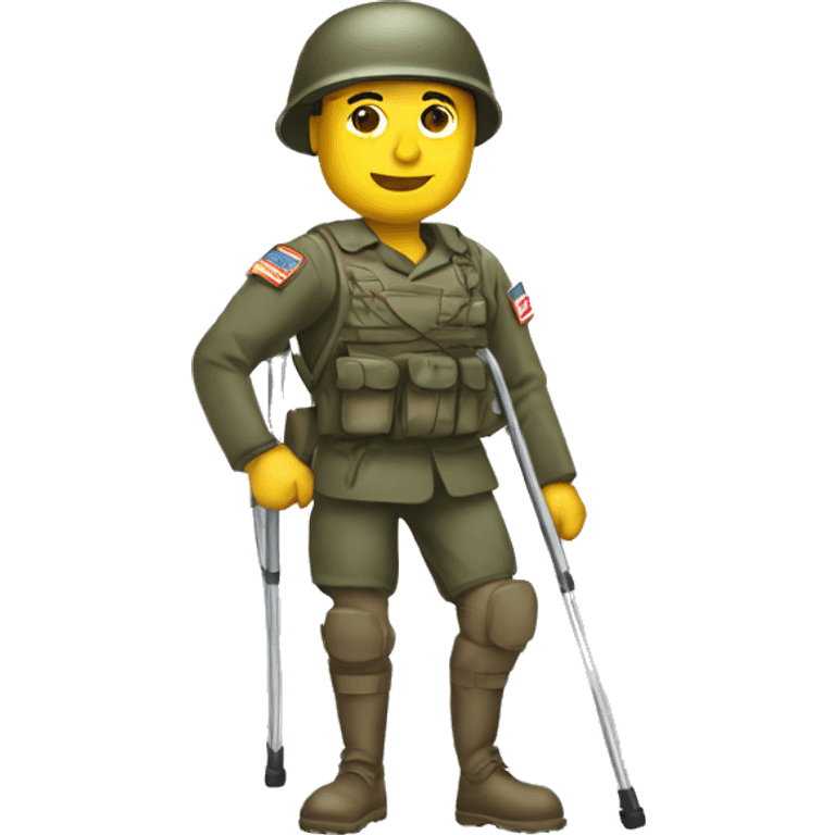 a soldier with bad legs on crutches emoji