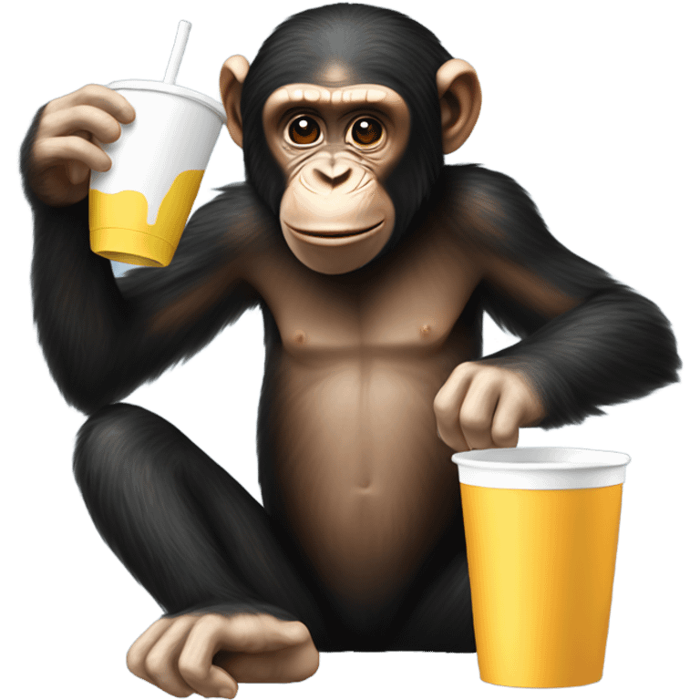 Chimp drinking out a styrofoam cup  emoji