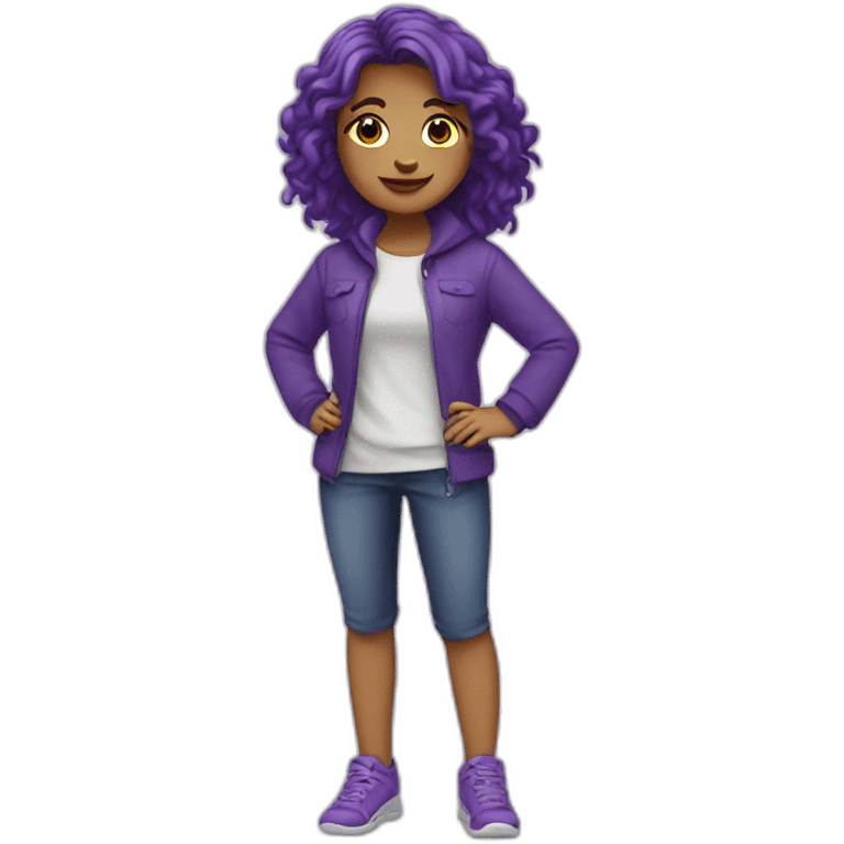 Fille au cheveux violet qui se tient debout en entier emoji