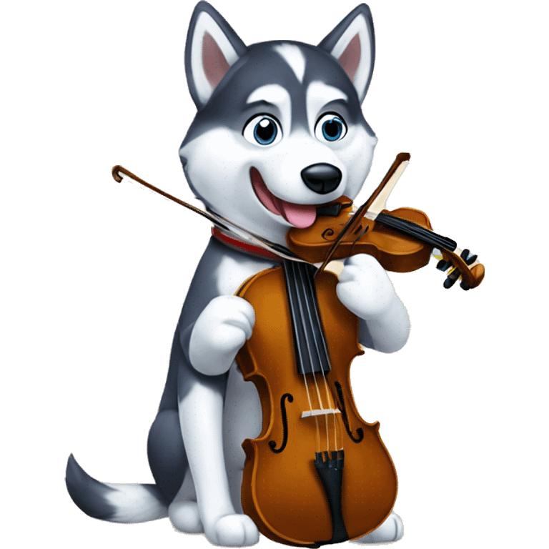 husky with a violin  emoji