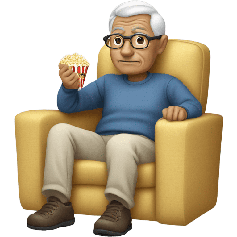 old man eating popcorn watching tv emoji