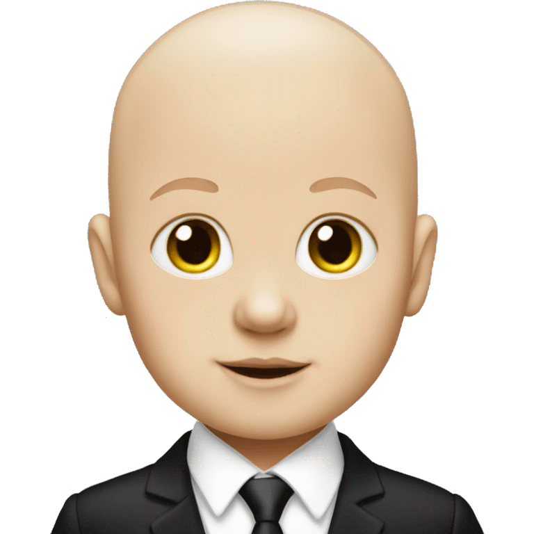 white baby in black suit with no hair emoji