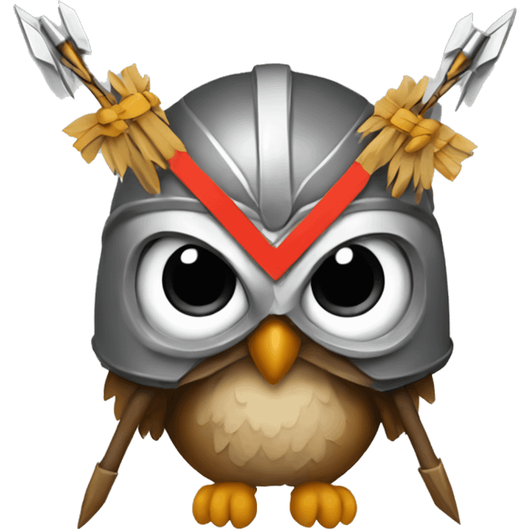 owl, wearing bow and arrows, helmet emoji