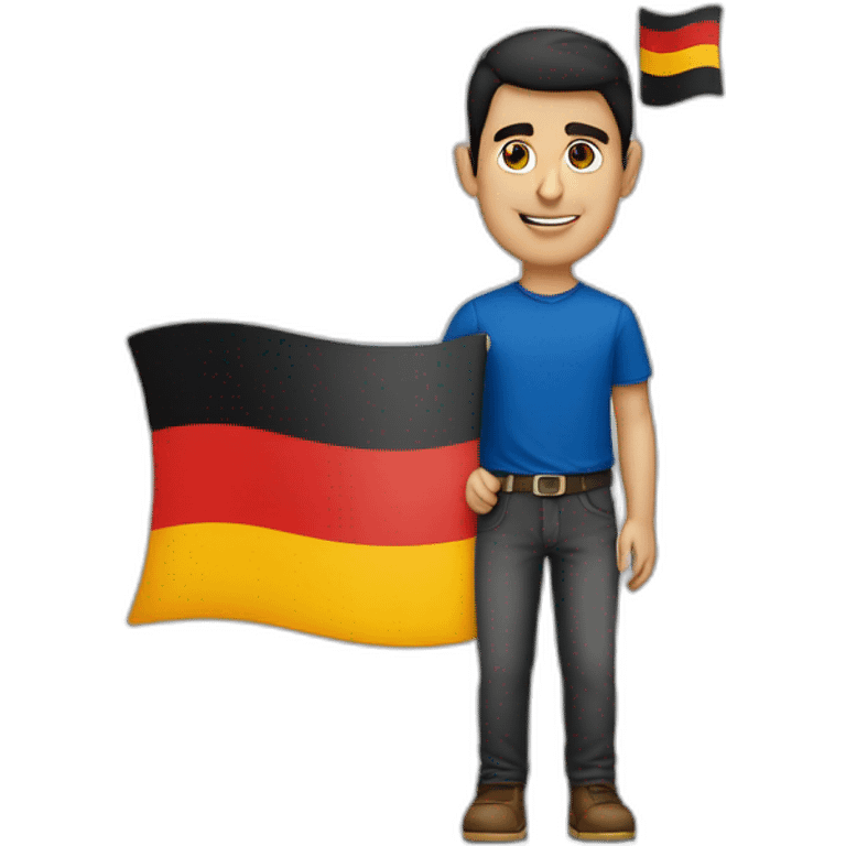 Armenian guy with the german flag at the hand emoji