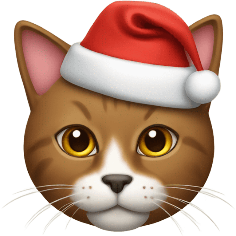 Brown cat with Santa hat on  emoji