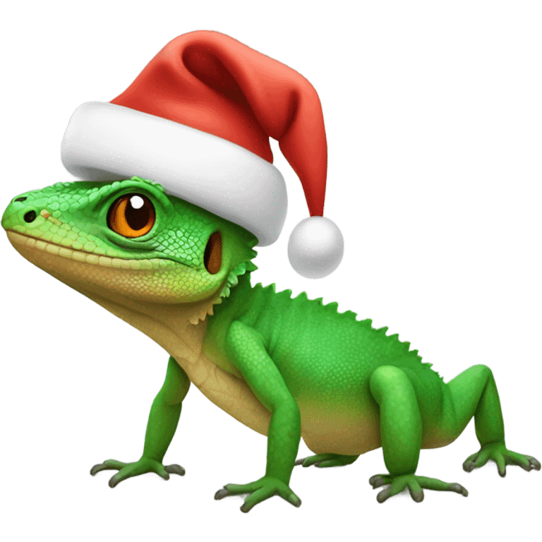 Lizard with Santa hat emoji