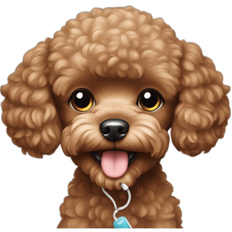 toy poodle using phone emoji