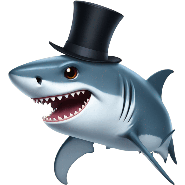 Shark with a top hat emoji