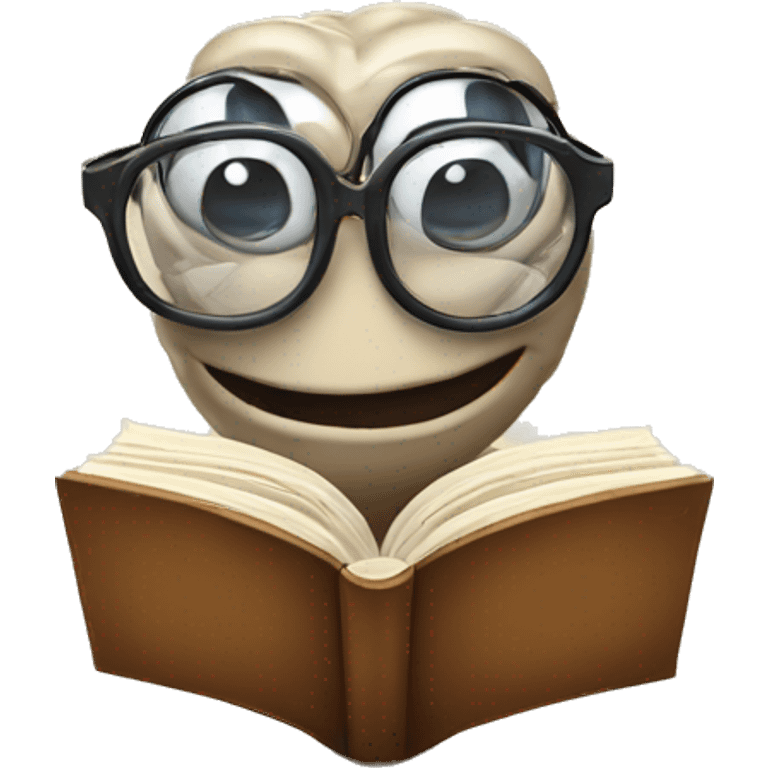 worm with glasses reading a book. Classic emoji style emoji