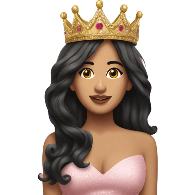 Reina leticia cabello rosa con su corona emoji