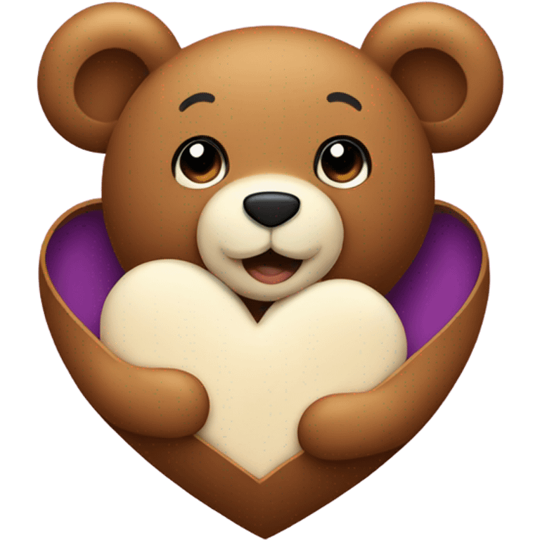 Large Heart with small with teddy bear emoji