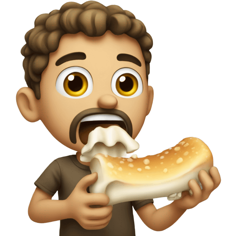 A very surprised man eating a bone emoji