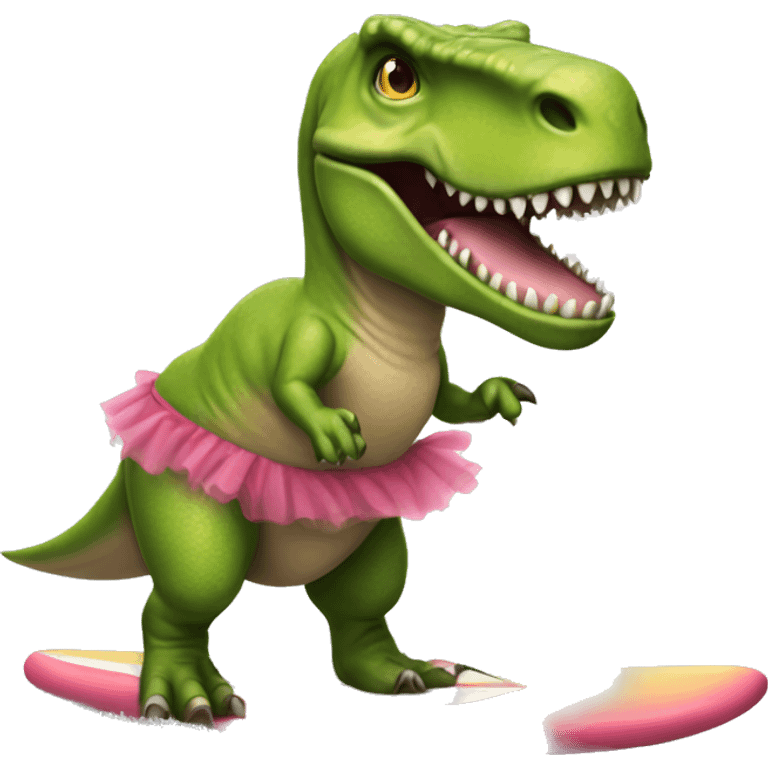 T-Rex wearing a tutu on a surfboard emoji