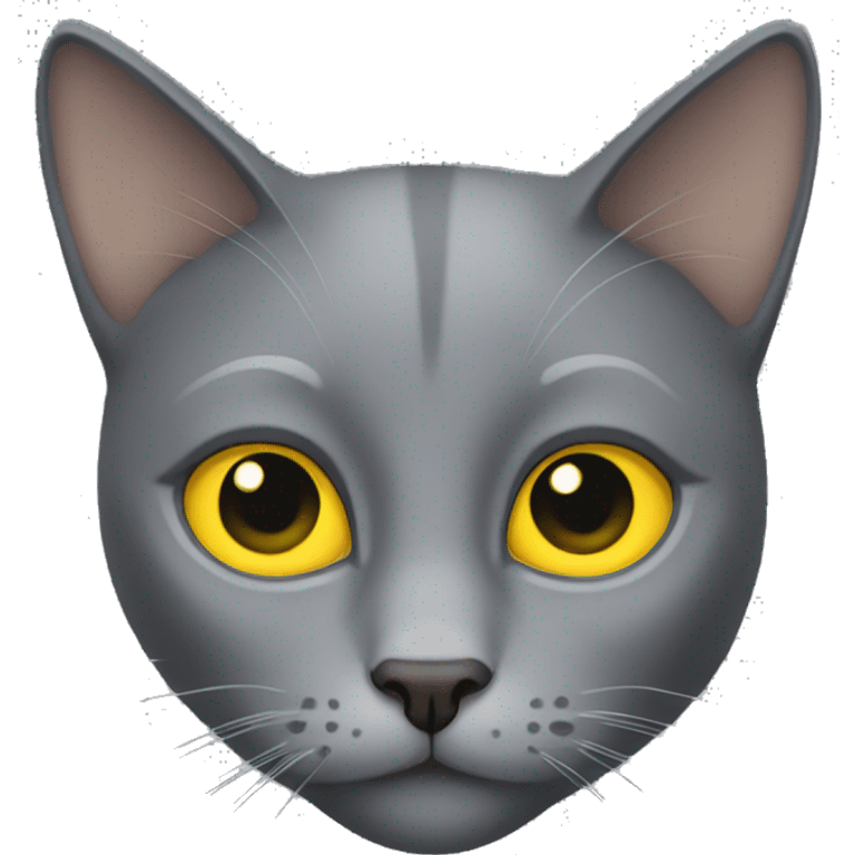 gray cat with no stripes and yellow eyes emoji