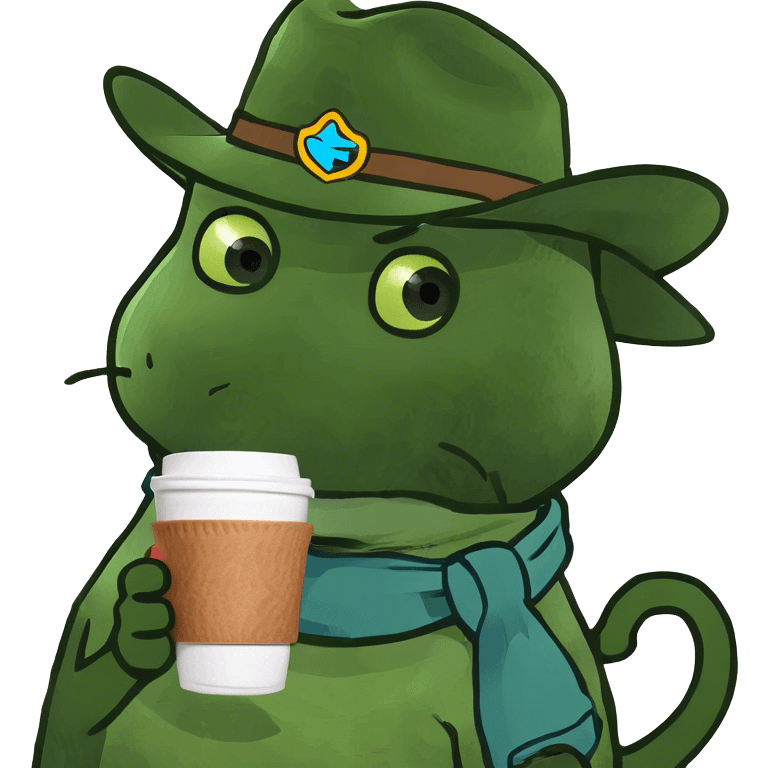 Cowgirl riding a cat holding coffee emoji